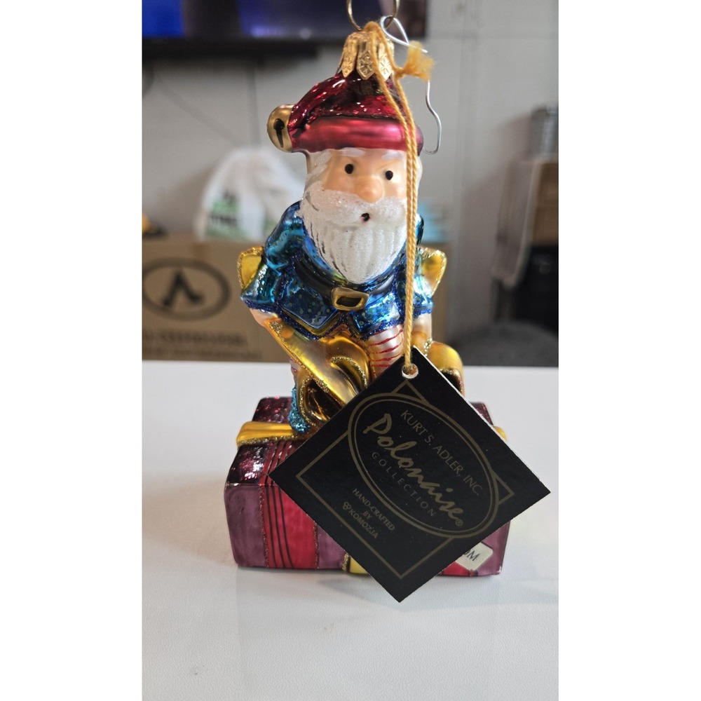 Polonaise Kurt Adler Santa Claus Nordstrom Present Glass Ornament NOS Tags